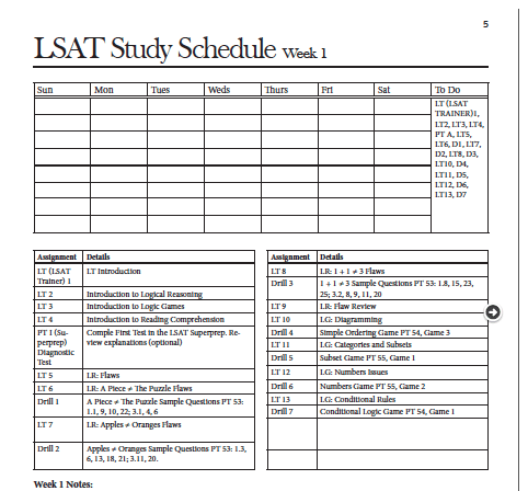 study lsat schedule week month prep lawschooli premium law planner instant schedules